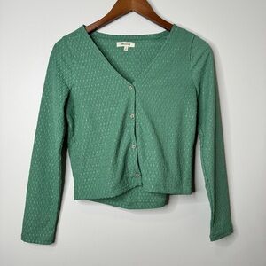 Madewell Green Crinkled‎ Cardigan and Spaghetti Strap Tank Top Set Size XS